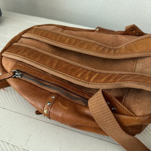 Old Tend backpack Brown 100% Eco Genuine Leather Studded Embellished Modern - Picture 8 of 12